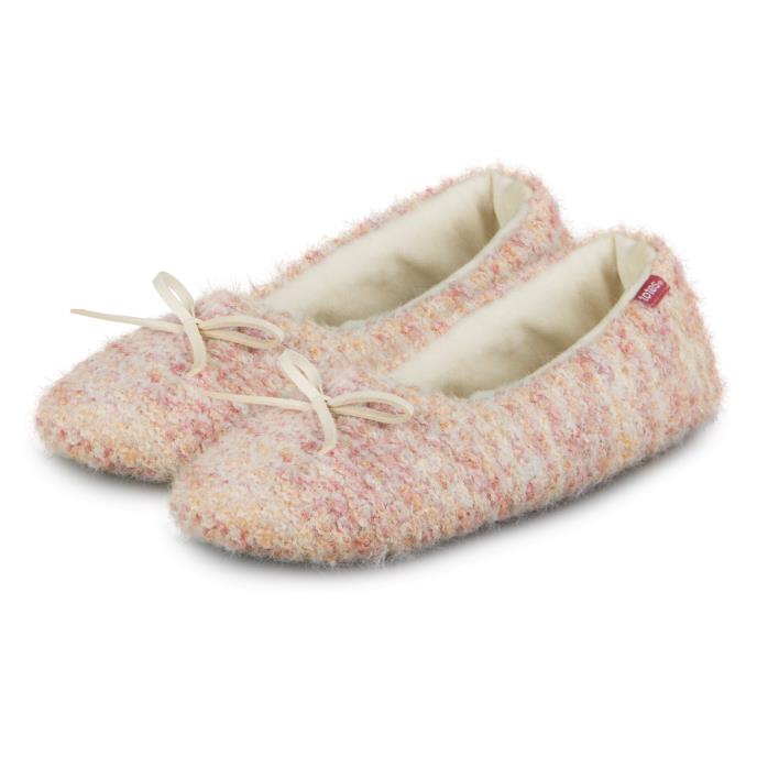 totes toasties® Ladies Knitted Ballet Slippers Pink Extra Image 2